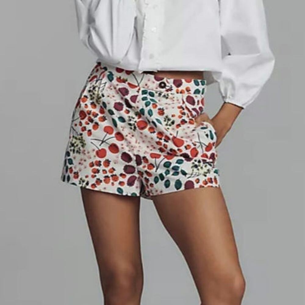 Floral Fruit Print Women's Shorts - White/Multi